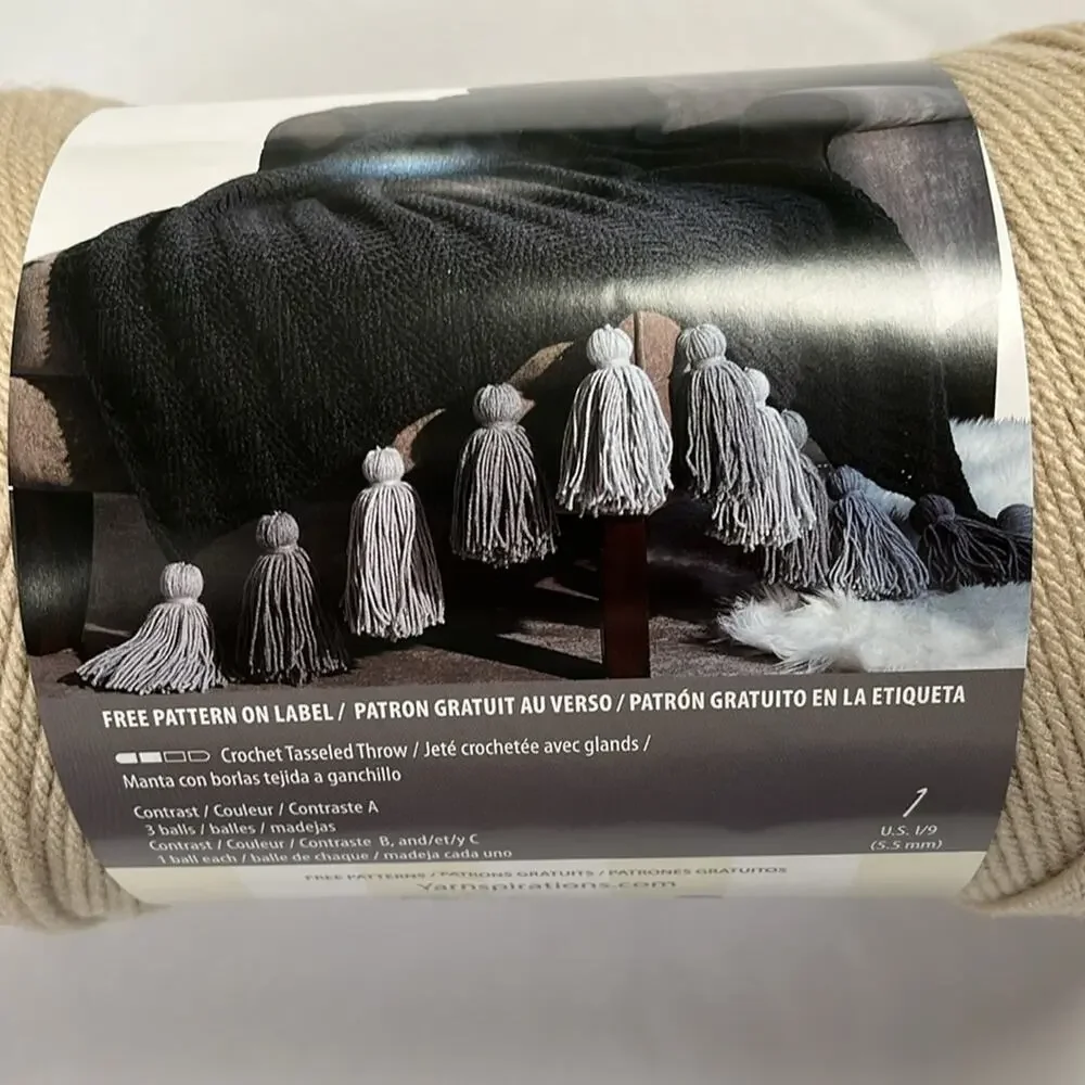 Caron Yarnspirations One Pound Yarn 10636 Dove Beige Acrylic 16 oz Medium - Picture 3 of 7